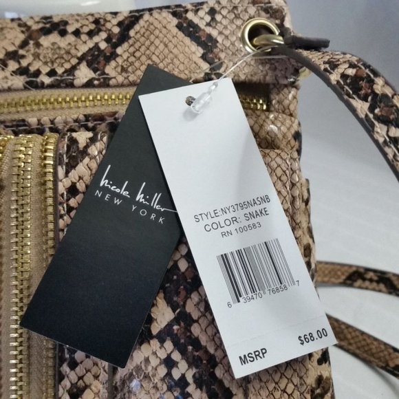 Nicole Miller New York Faux Python Snake Skin Cross Body Purse - With Tags - Picture 3 of 3